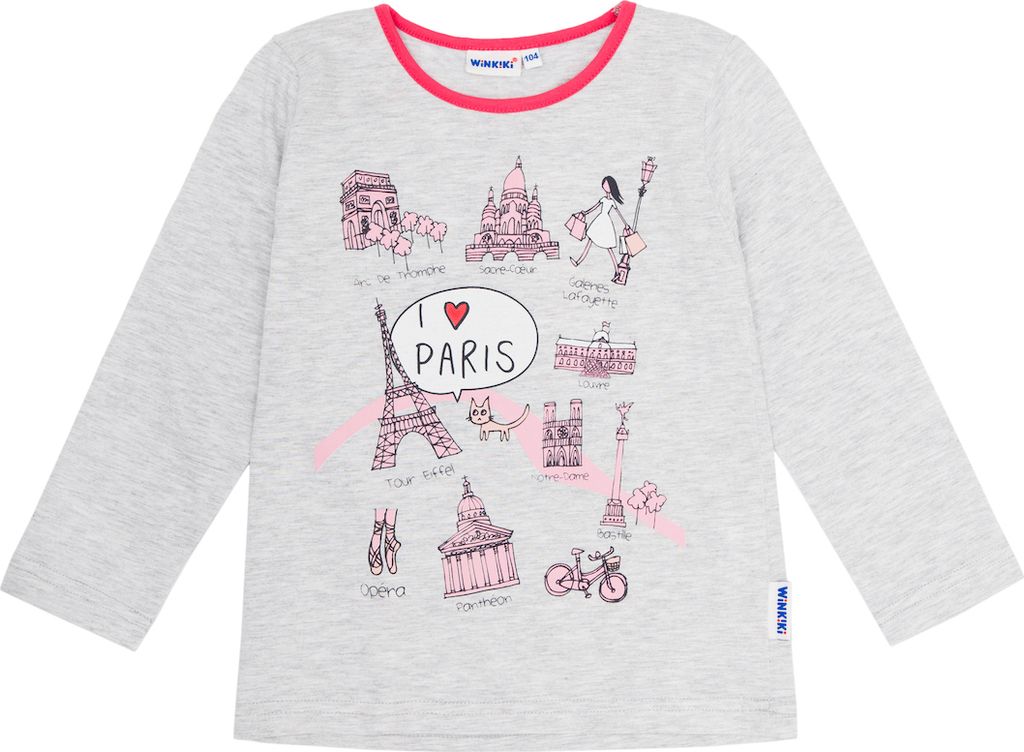 Mädchen-T-Shirt langärmlig Paris - Graumeliert - 110