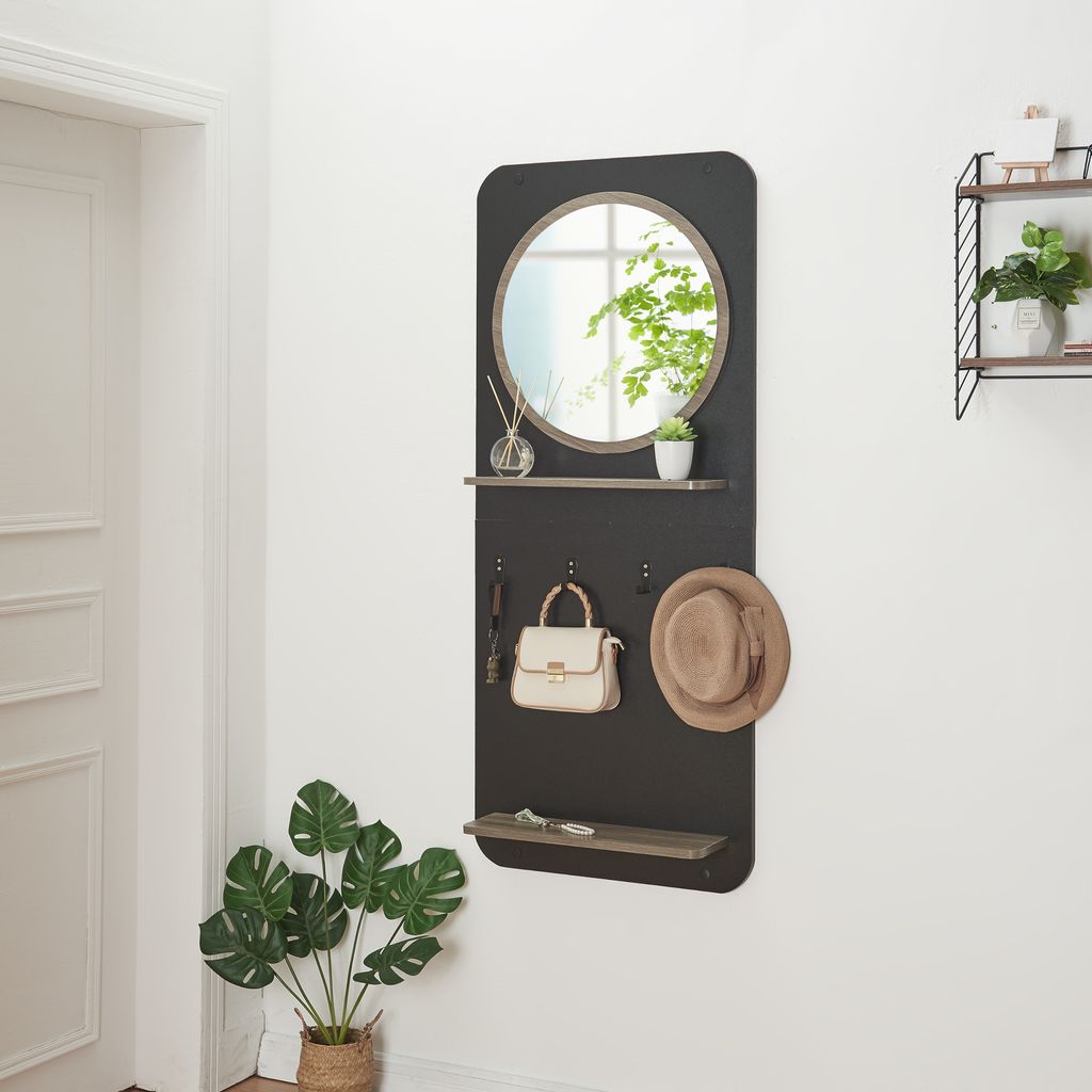 Garderobenpaneel 'Helsinge' mit Spiegel 140x60x16 cm