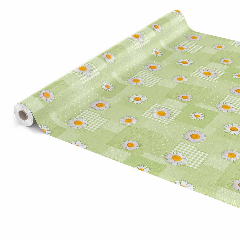 Tischdecke Wachstuch Blumen Grün Robust Wasserabweisend Breite 140 cm Länge 1000 cm