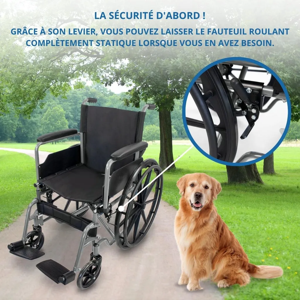 Fauteuil Roulant Pliable Gain de Place, Assise 46cm Stable et Sûr - 7
