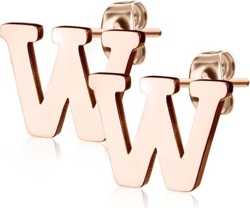 W Ohrstecker Buchstaben Rosegold aus Edelstahl Damen