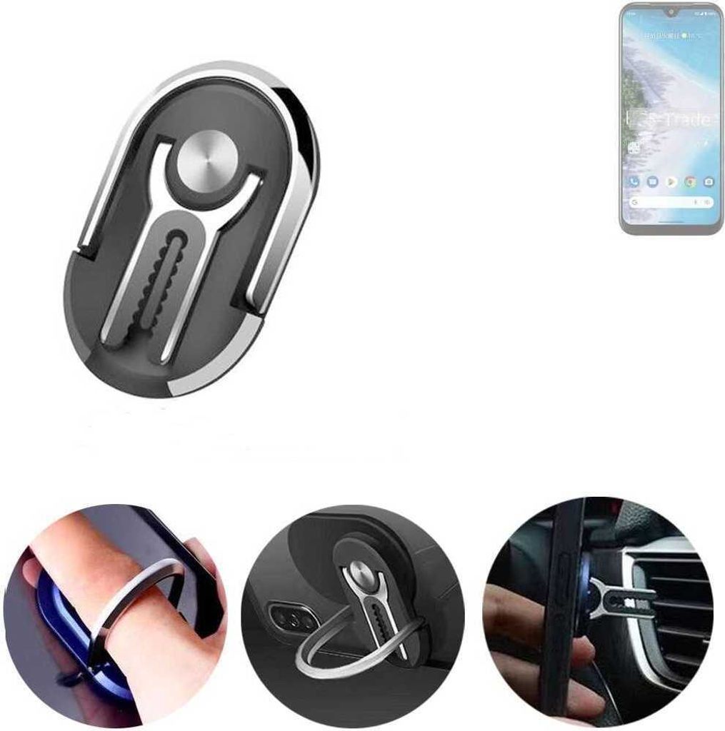 K-S-Trade 3in1 Smartphone-Ring Handy-Ring kompatibel mit Kyocera Android One S10 Fingerhalterung Handyring Tischständer Lüftungsgitter-Halterung