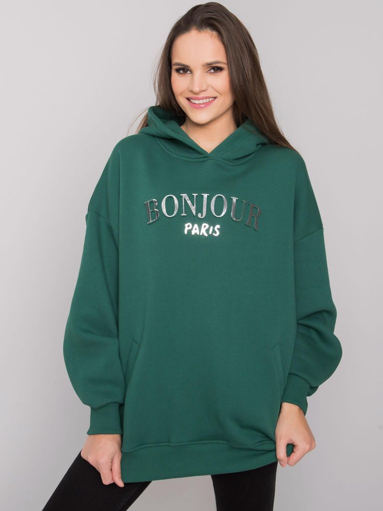 Rue Paris Damen-Sweatshirt Palmer dunkelgrün S/M