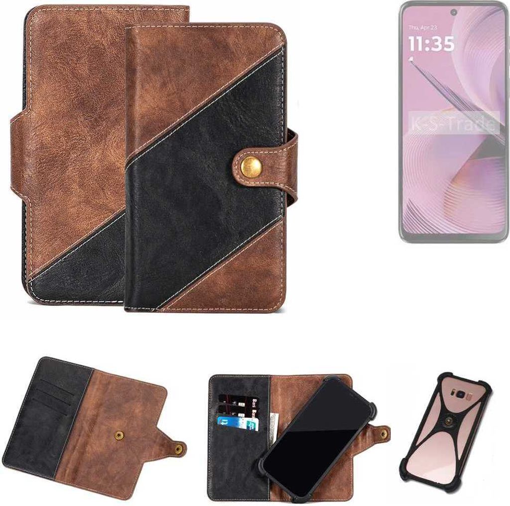 K-S-Trade Handyhülle Schutzhülle Bookstyle Case kompatibel mit Motorola Moto G55 5G Klapphülle Cover Hülle Schutztasche 1x