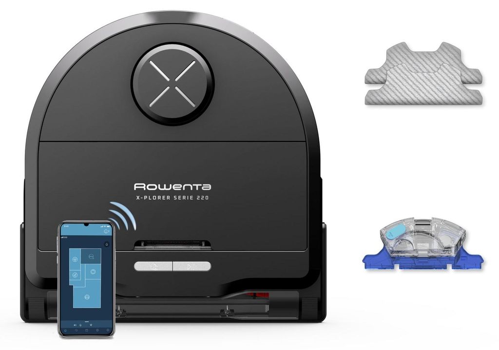 Rowenta X-Plorer Serie 220 Saugroboter RR9465WH mit Lasernavigation und Wischfunktion