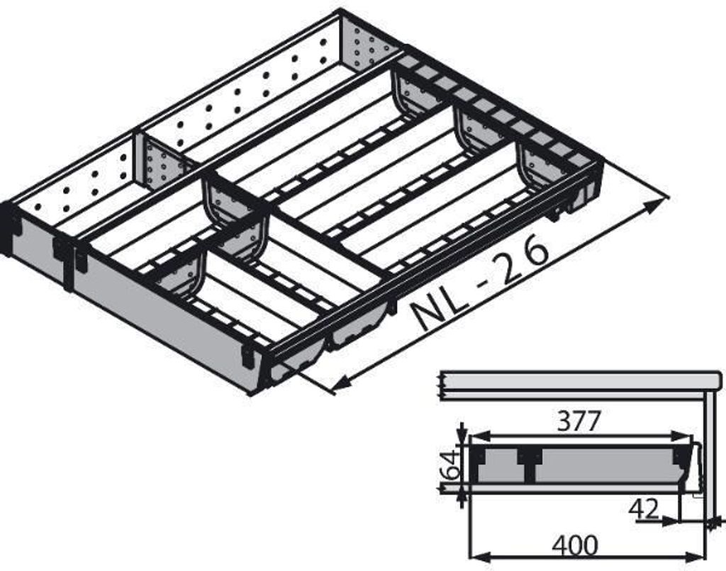 Blum Orga-Line Besteckeinsatz Facheinteilung Set ZSI.XXXKI4, NL 550mm, grau