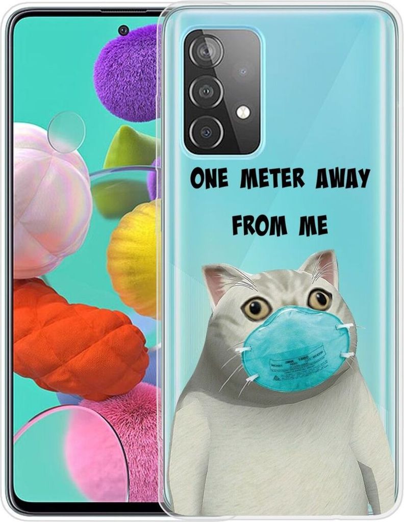 Handyhülle für Samsung Dünn Schutzcase Cover Bumper Schale Transparent, Farbe:Katze mit Maske, Modell wählen:Samsung Galaxy A32 5G
