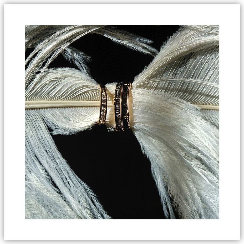 Poster - Poster ohne Rahmen - Feder Romantik Ehe - 40x40 cm - Wand Bild - Wanddeko - Wandbilder - Kunstposter - Wandposter - Bilder - Kunstdruck - ...