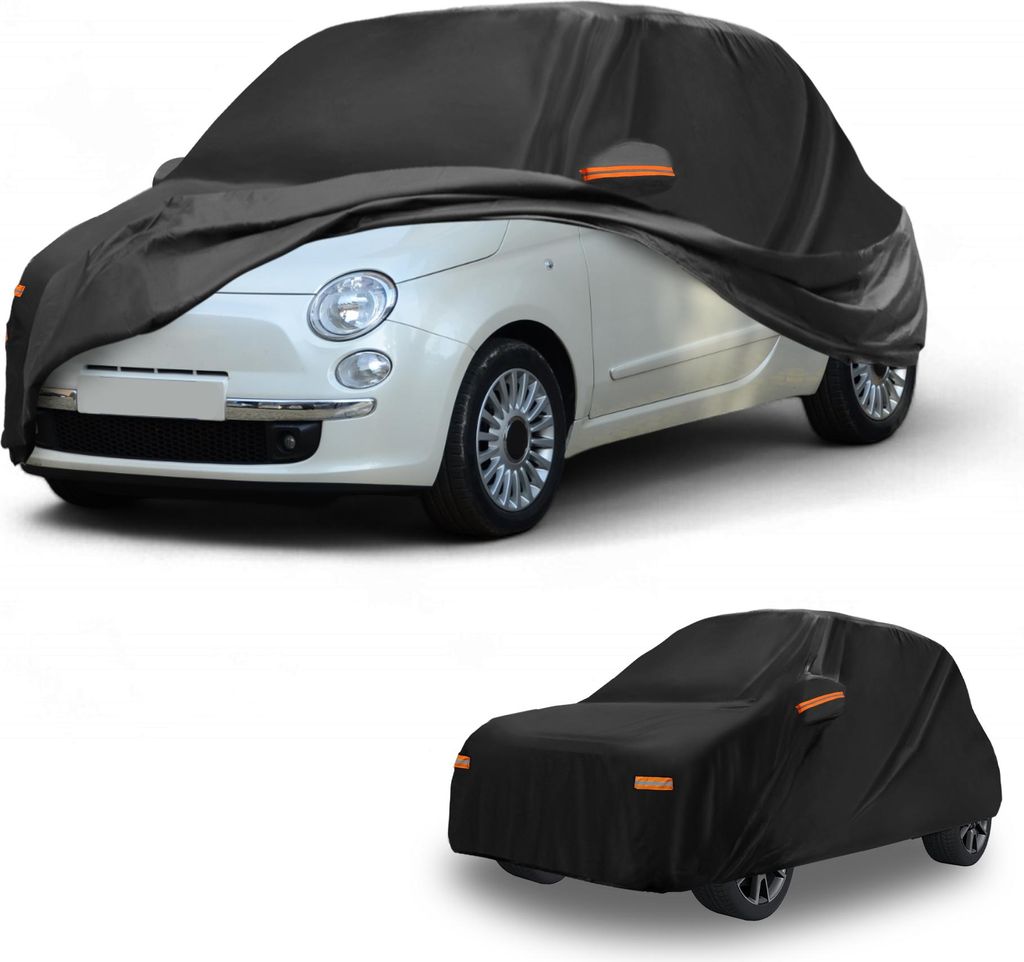 Autoabdeckung Wasserdicht Alle Wetter Automobil Au?en Anti-UV Sonne Regen Schutz Vollst?ndige Au?enabdeckung fš¹r Fiat 500 2007-2022 190T-PU Schw...