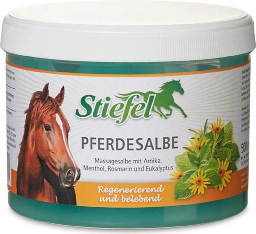 Stiefel Pferdesalbe mit Arnika, kühlend, belebend und regenerierend, 500 ml