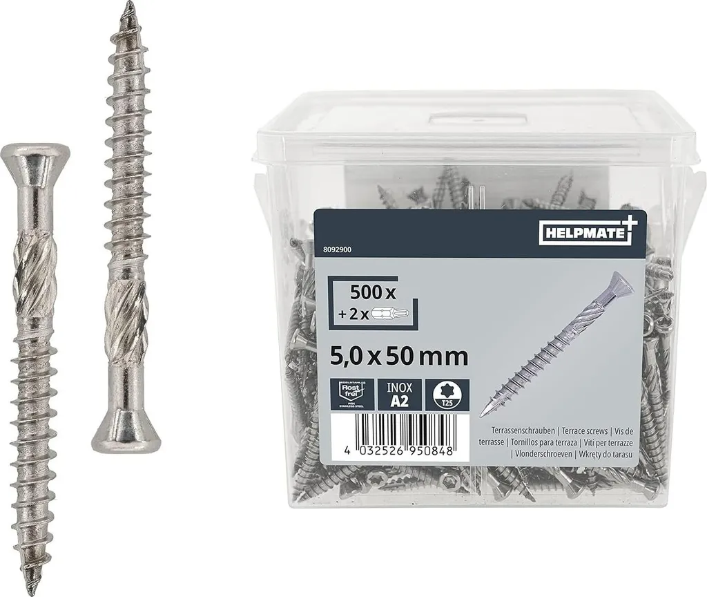Vis Lames de Terrasse Inox A2 - Fixation Bois Extérieur Empreinte T25 Torx