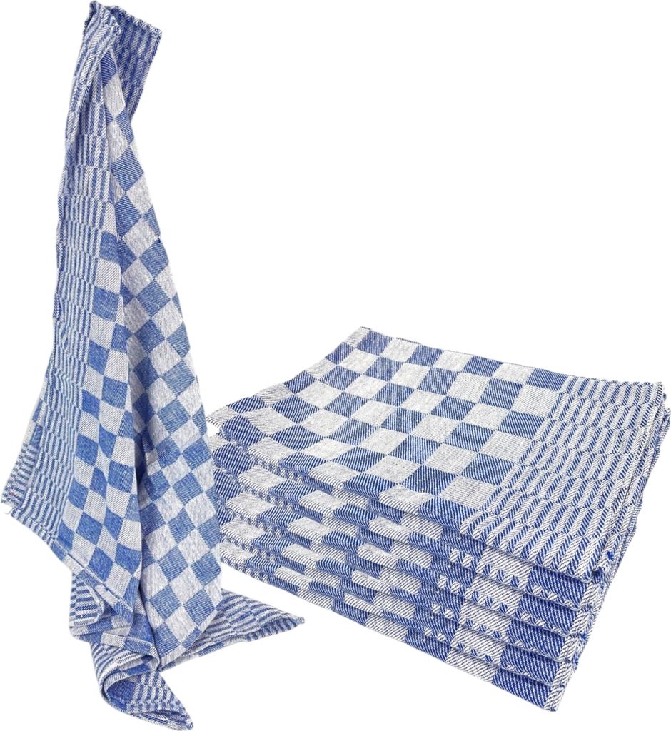 Strofinacci a scacchi - cotone 65 x 65 cm - blu - 6 pezzi Immagine del prodotto 