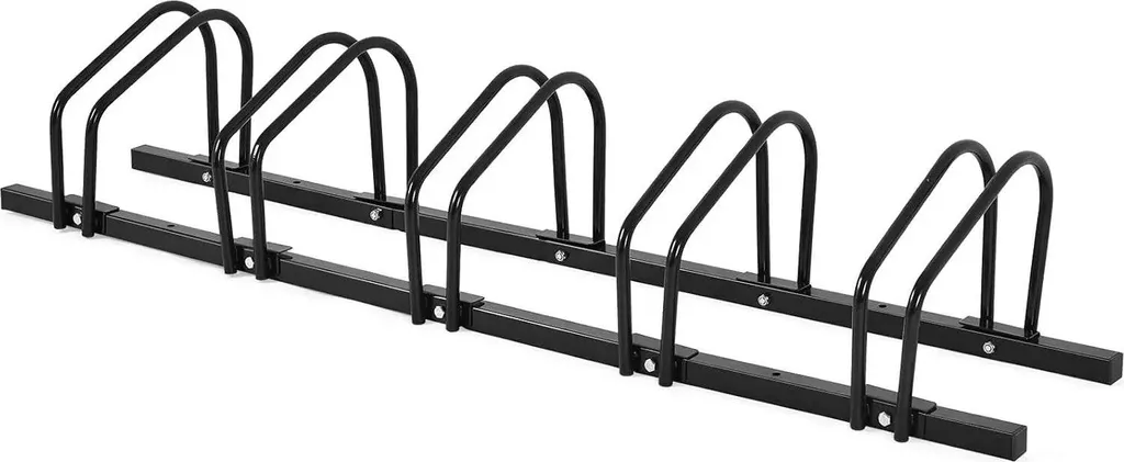 Râtelier de vélo 5 places en acier noir, stationnement VTT extérieur