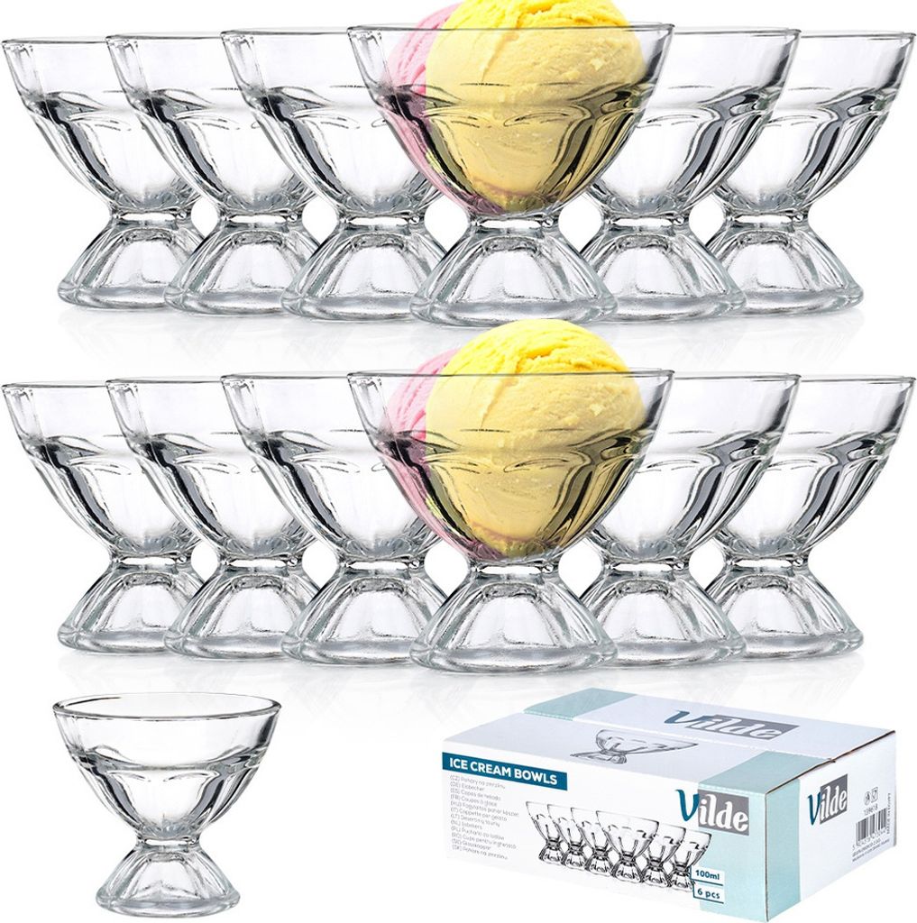 LAV Crema Dessertschalen Aus Glas – 165 Ml, 6 Stück, Spülmaschinengeeignet, Für Eis & Süßspeisen