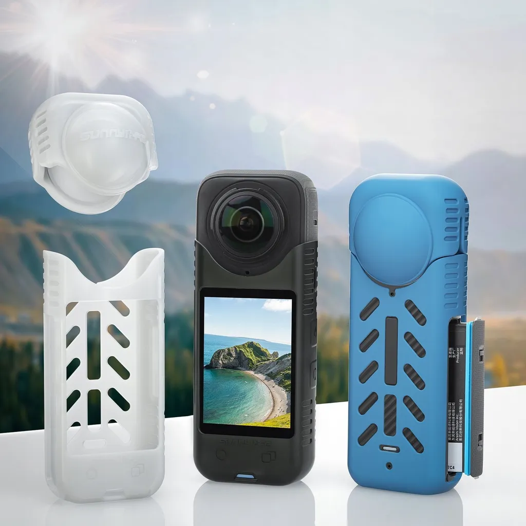 Capuchon d'objectif et protection silicone pour Insta360 X4 Blanc BHT818