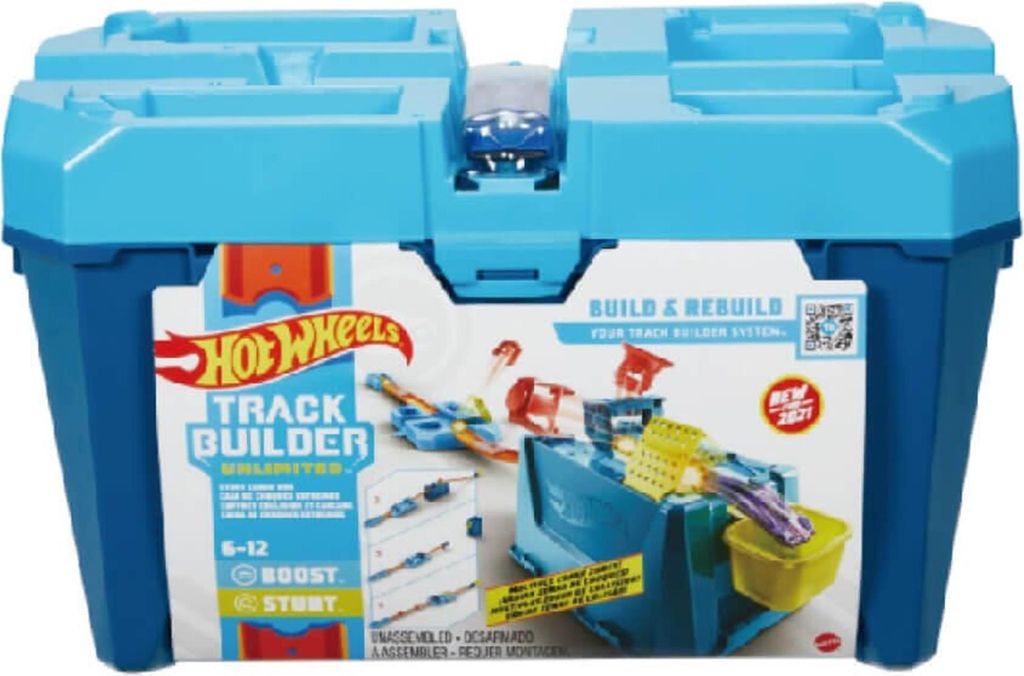 Mattel Hot Wheels Spielzeug-Rennbahn 18-teiliges Stunt- & Crash-Set inkl. Autos
