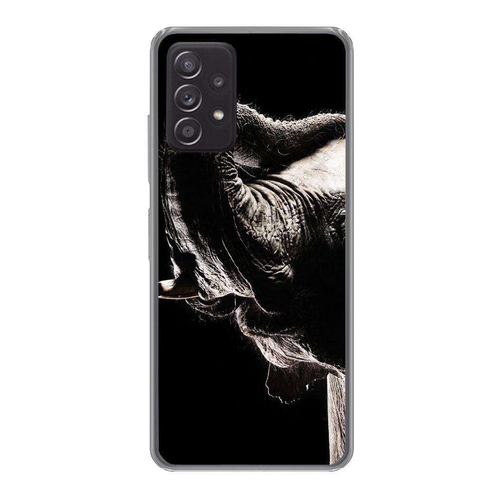MuchoWow Handyhülle Schutzhülle Hülle für Samsung galaxy a73 Elefant - Schwarz - Tiere - Porträt Silikon Softcase Handy Hülle - Handyhülle