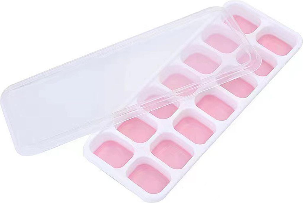 Eiswürfelschalen aus Silikon für den Kühlschrank, mit Deckel, BPA-frei, große, quadratische Eiswürfelschale, leicht zu lösen, stapelbare Eiss...