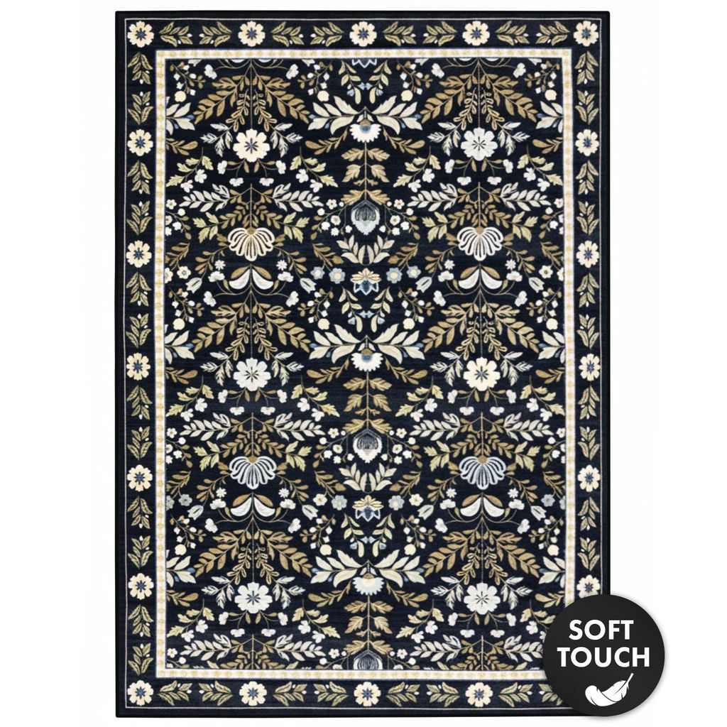 Floordirekt Teppich Aristo, klassischer Kurzflor Wohnteppich mit Blumen-Blattmuster, rutschfeste Rückseite, pflegeleicht, für alle Räume, 200x29...