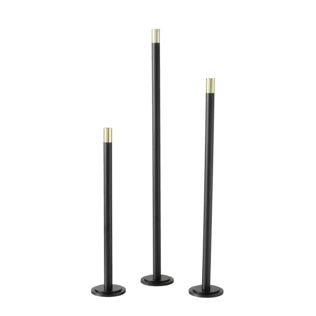 Candelieri Boltze in Ferro 3 Pezzi Nero e Oro - Set Artigianale