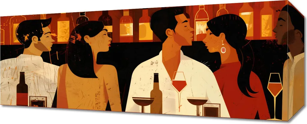 Décoration Murale Rencontre au bord du vin 50x20 - Tableau Panoramique