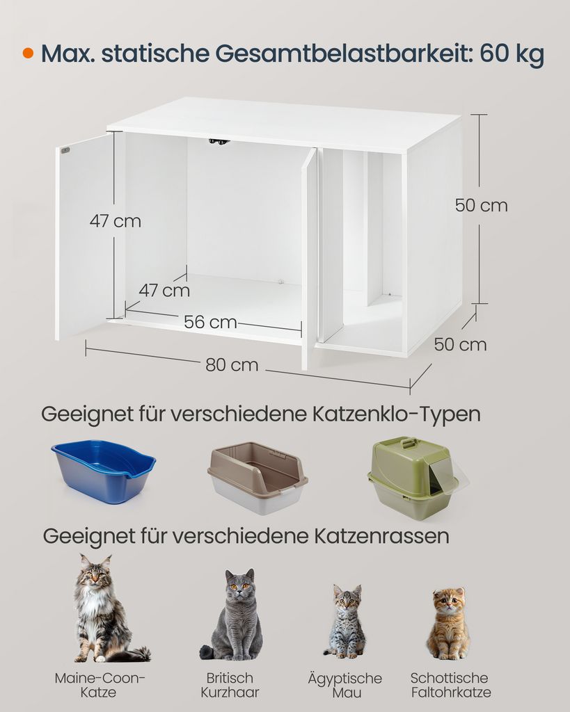 SONGMICS HOME Katzentoilette Push-to-Open Türen, Produktbild 3