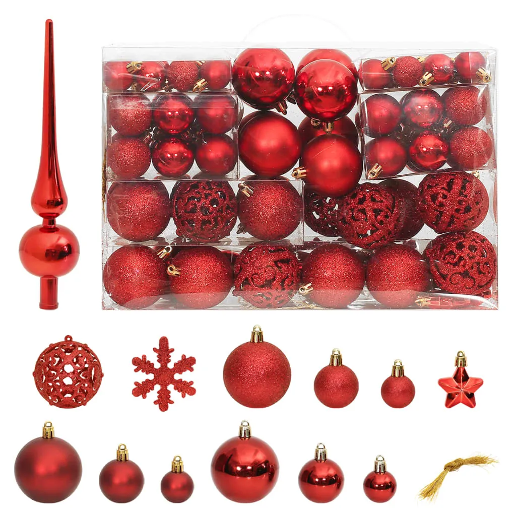 Set de 111 boules de Noël rouge en polystyrène pour sapin étincelant