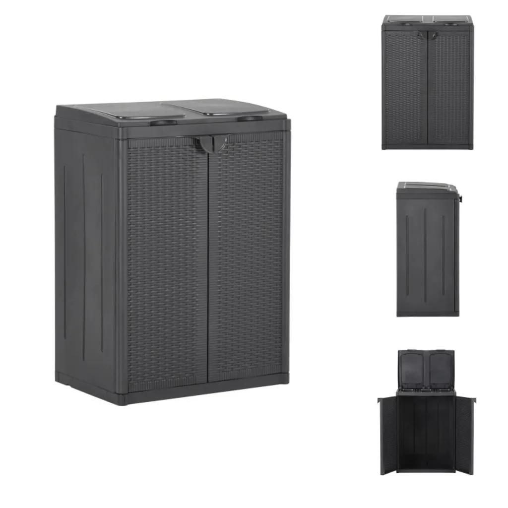 Poubelle double pour cuisine et garage noir 65x45x88 cm tri facile