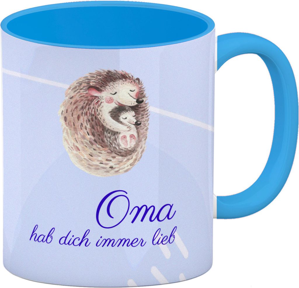 Oma hab dich immer lieb Kaffeebecher Hellblau Besonders geeignet als Geschenk