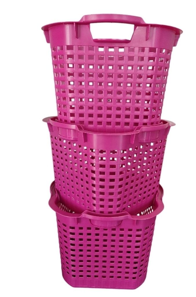 BURI Wäschekorb Set Universalkorb vers. Farben Stapelkörbe Gartenkörbe Korb robust, Farbe:lila, Menge:3 Stück