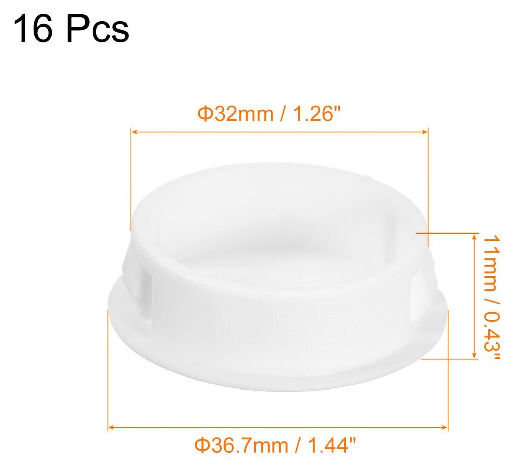 32mm/1.26" Kunststofflochstopfen, 16 Stš¹ck flache runde Einsteckbefestigungen zum Verschlie?en von M?beln, wei?e Endkappen fš¹r Paneele