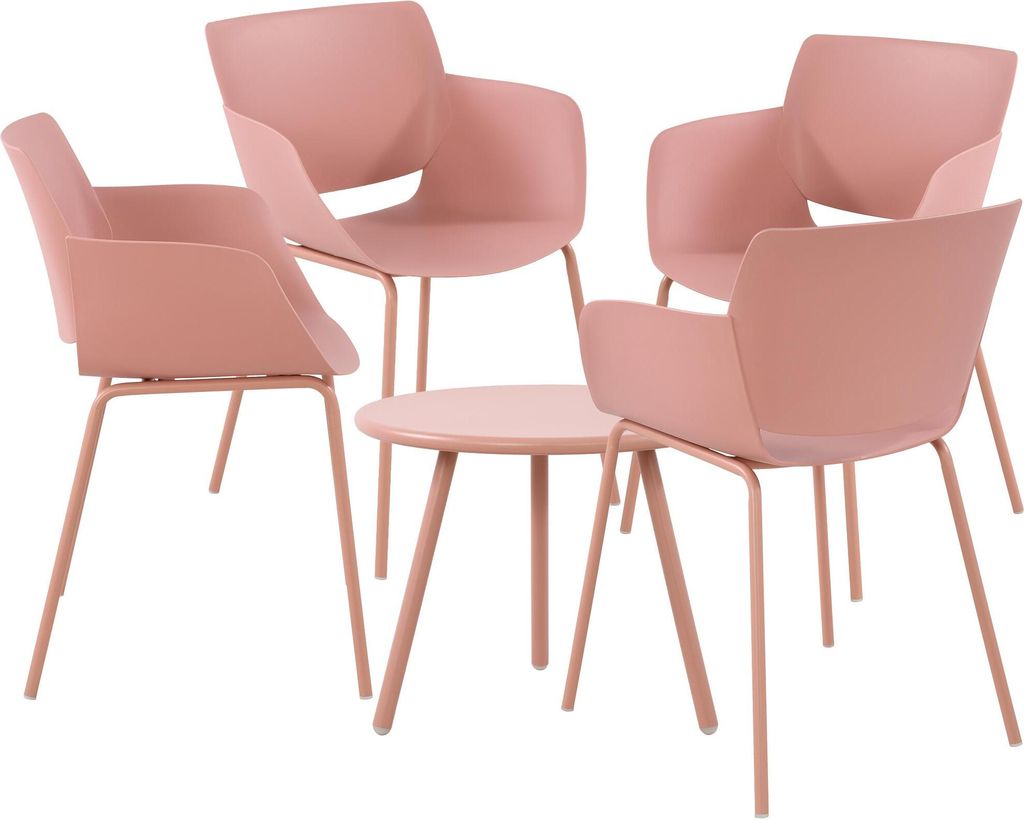 CLP Sitzgruppe Berena Set Tisch Berea Stühle Alpena wetterfest und UV-beständig,pink 4 Stühle