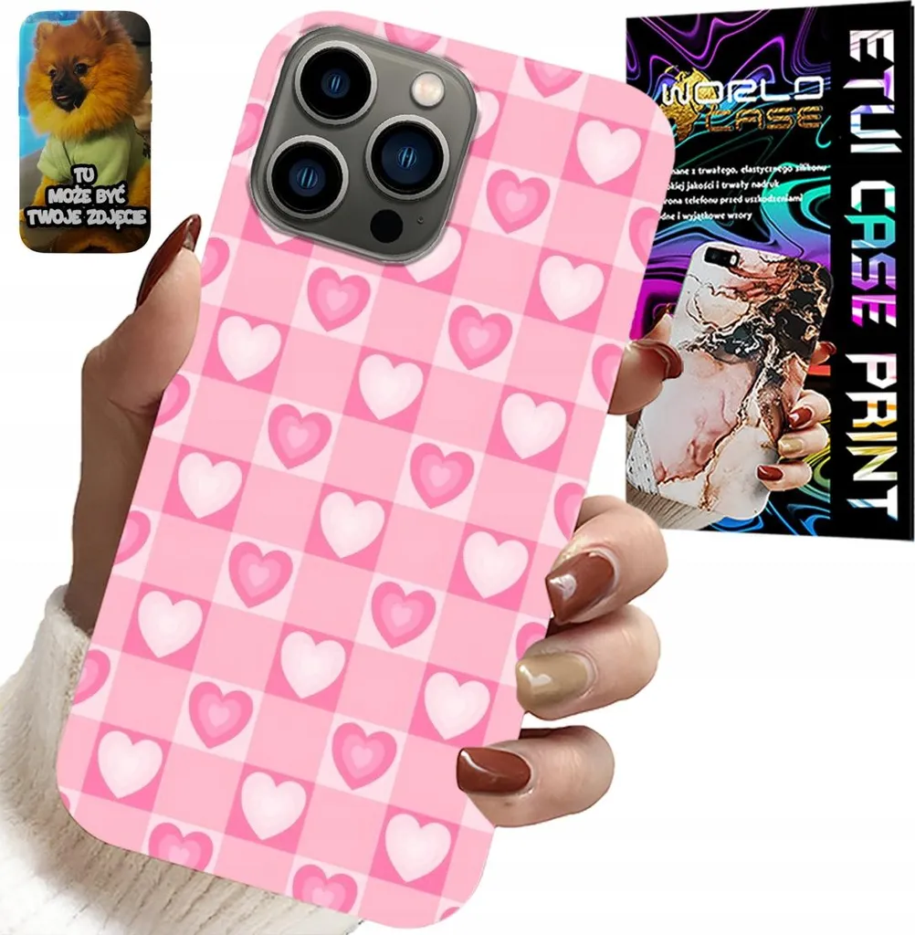 Custodia iPhone 13 Pro Rosa Cuori con Vetro Temperato Omaggio