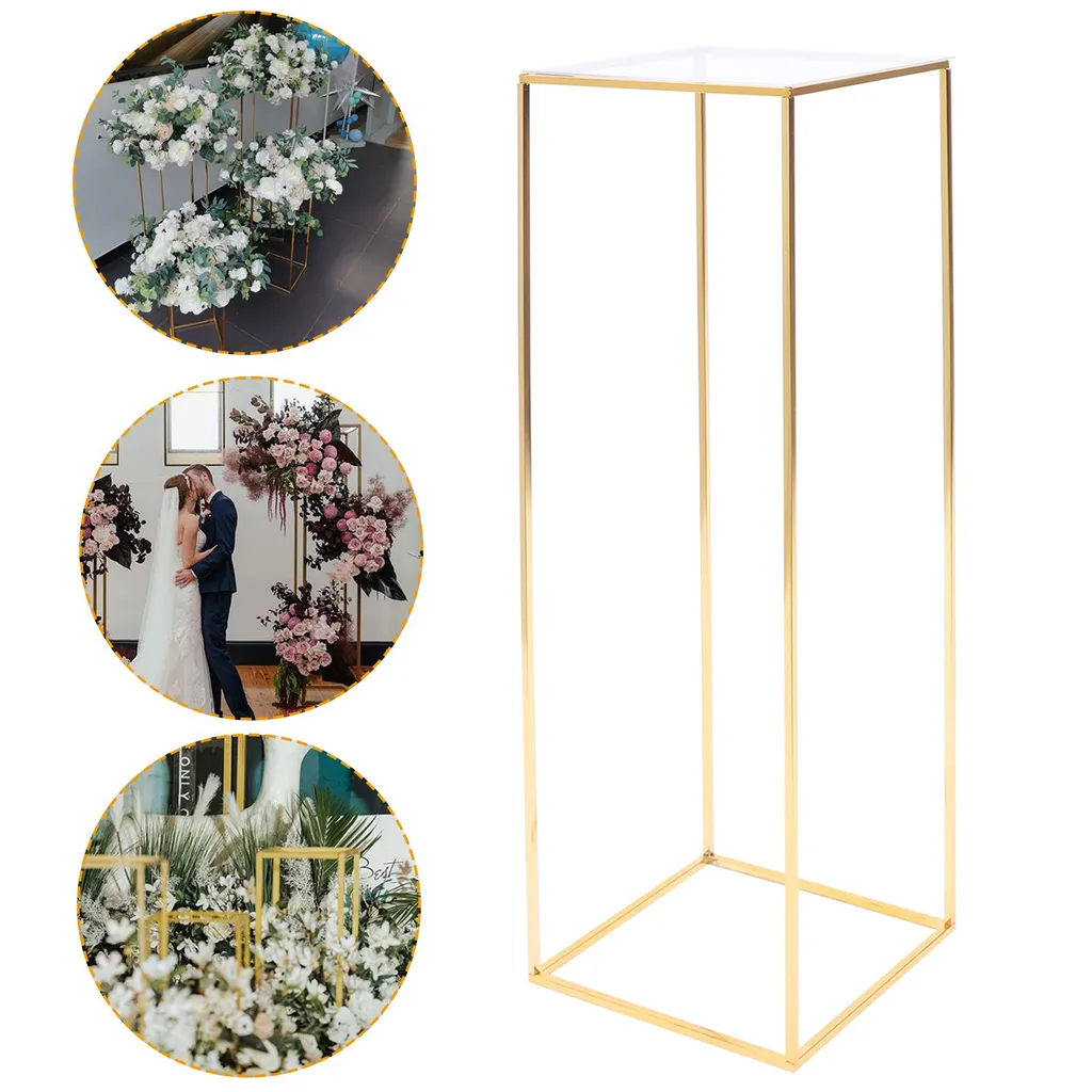 Support fleurs stable colonne dorée pour éviter l'encombrement de table