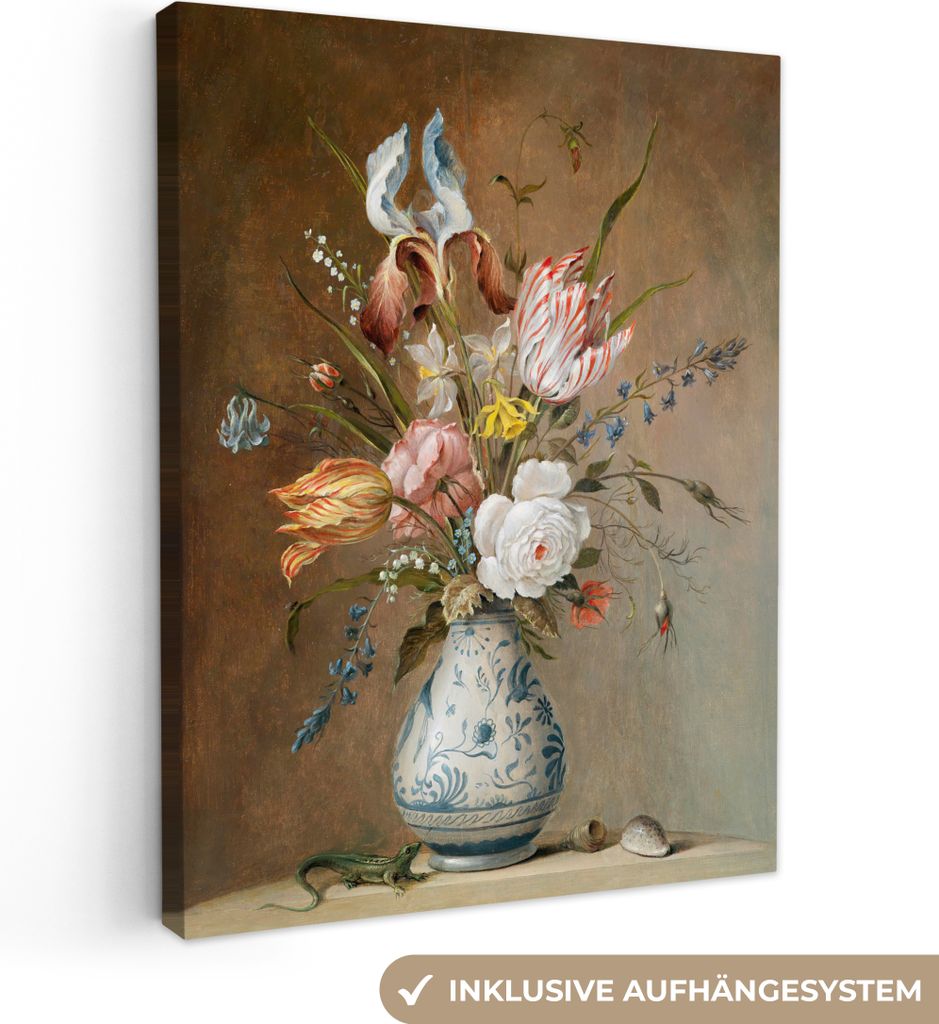 MuchoWow - Leinwandbilder - Alte Meister - Blumen - Balthasar van der Ast, Wandbild, Wanddeko Bilder Wohnzimmer, 30x40 cm