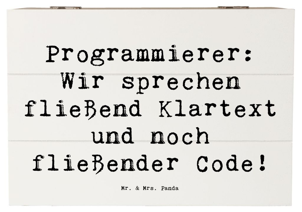 Mr. & Mrs. Panda Kiste Spruch Programmierer Codeflüsterer 22 x 15 cm - Weiß - Geschenk, Software-Engineer, Holzkiste, Programmiersprachen, gesche...
