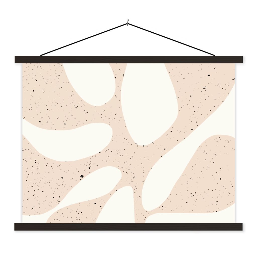 MuchoWow Textilposter Pflanzen - Abstrakt - Rosa - Pastell 60x45 cm mit schwarzem Rahmen - Poster Schlafzimmer