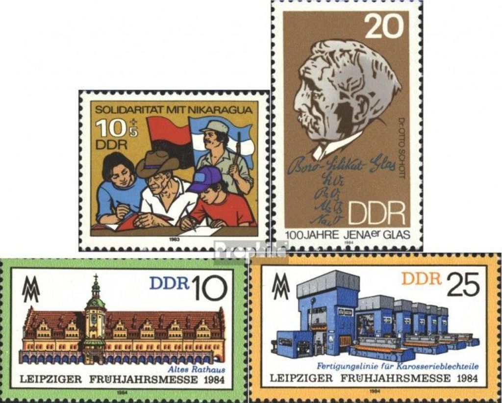 Briefmarken DDR 1983 Mi 2834,2848,2862-2863 (kompl.Ausgaben) postfrisch Solidarität mit Nicaragua