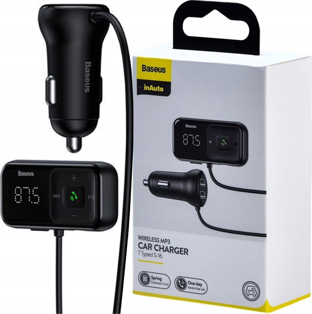Baseus S-16 Bezdrátový Bluetooth FM vysílač s nabíječkou Obrázek produktu 