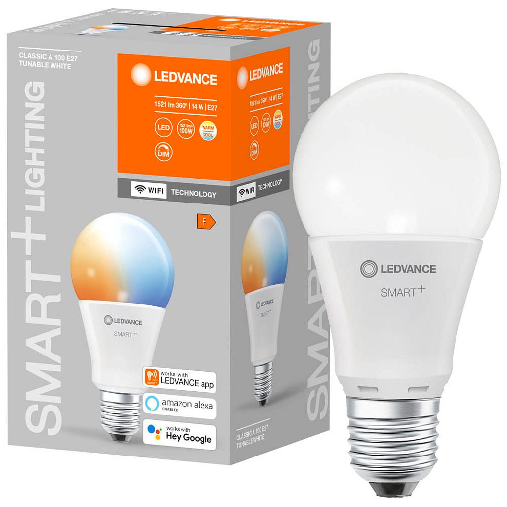A product box and a smart light bulb.