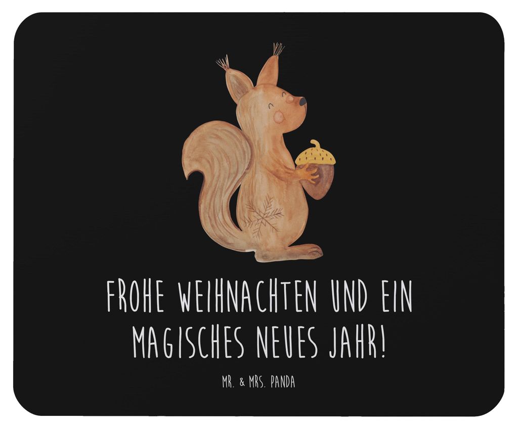 Mr. & Mrs. Panda Mauspad Eichhörnchen Weihnachten - Schwarz - Geschenk, Mouse Pad, Weihnachtsgruß, mausteppich, Guten Rutsch, Mousepad, mousematt...