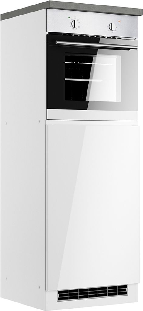 Backofen-Umbauschrank 60 cm in Hochglanz weiß, Arbeitsplatte Betonoptik MARSEILLE-03
