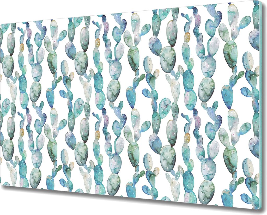 Glas Schneidebrett Herdabdeckplatten Schneideplatten - 80x52 cm - Aquarell Kakteen