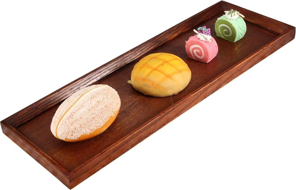 Assiette à dessert en bois naturel - Plateau de service pour gâteaux