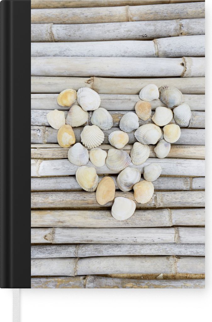 MuchoWow Notizbuch Tagebuch Haushaltsbuch Notebook A5 Herz - Muschel - Strand - Meer - Notizblock - Notizheft - Notebook - Schreibblock - Papier