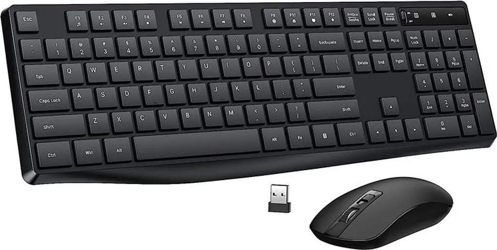 Clavier Souris Sans Fil 2.4G INF Noir - Fini les Câbles, Piles AAA