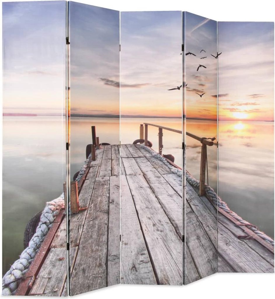 vidaXL Rozdeľovač izieb skladací 200 x 170 cm jazero s Obrázok produktu 