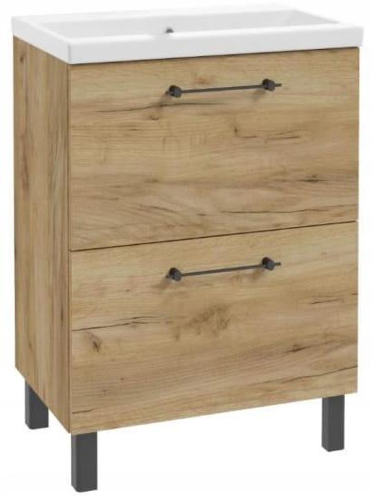 Armoire de salle de bain avec lavabo et 2 tiroirs 50x80cm Image du produit 