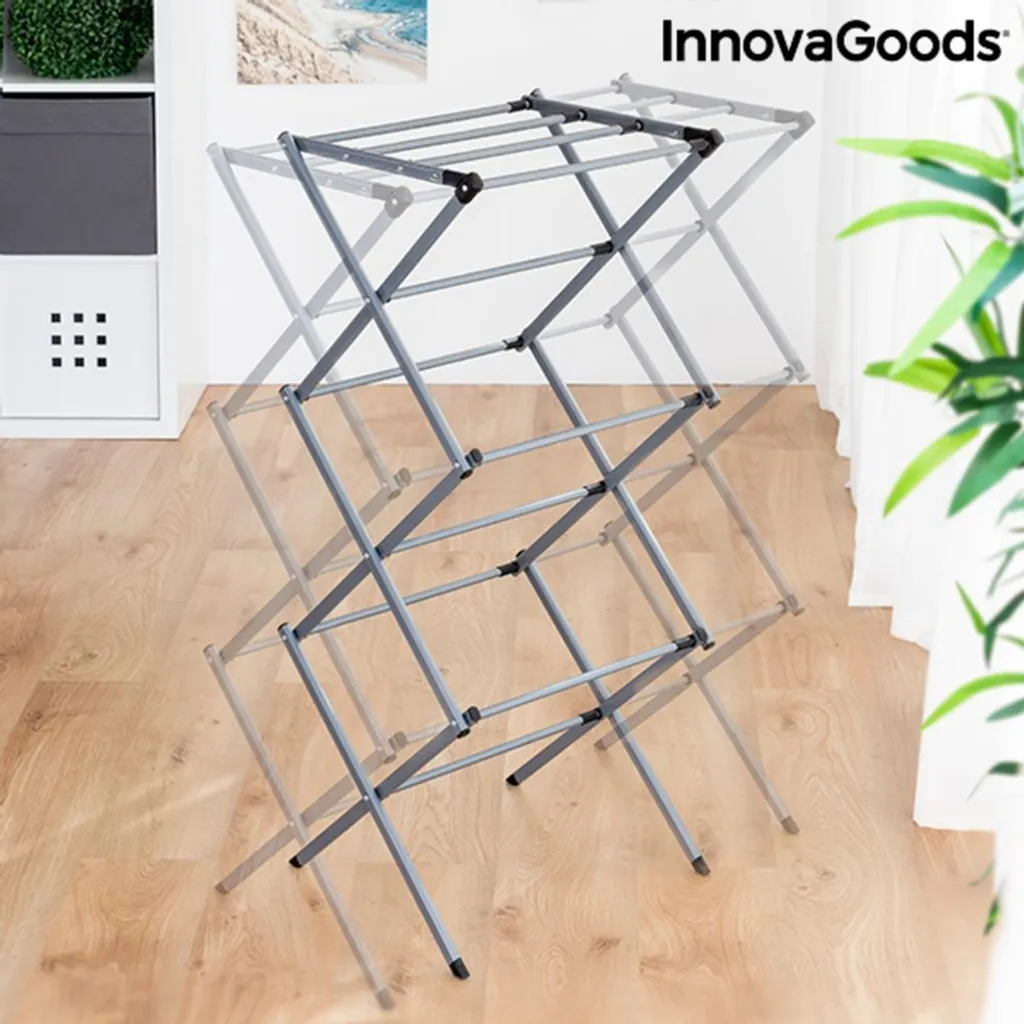 Étendoir à linge extensible 3 niveaux de hauteur en métal robuste - 15