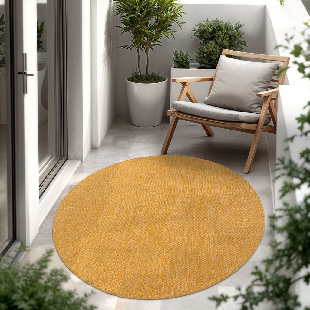 In- & Outdoor Teppich Flachgewebe einfarbig modern wetterfest für Terrasse Küche Grösse 80 cm Rund